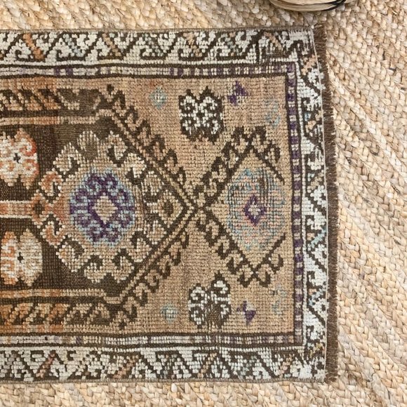 Vintage Small Boho Turkish Mini 2x3 Rug Brown - Picture 4 of 4